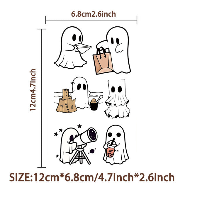 Wholesale 10pcs/pack New Cartoon Cute Ghost Tattoo Sticker Waterproof Party Gift Funny Fun Face Sticker Cross-border